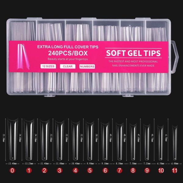 240pcs Long Coffin Soft Gel Tips