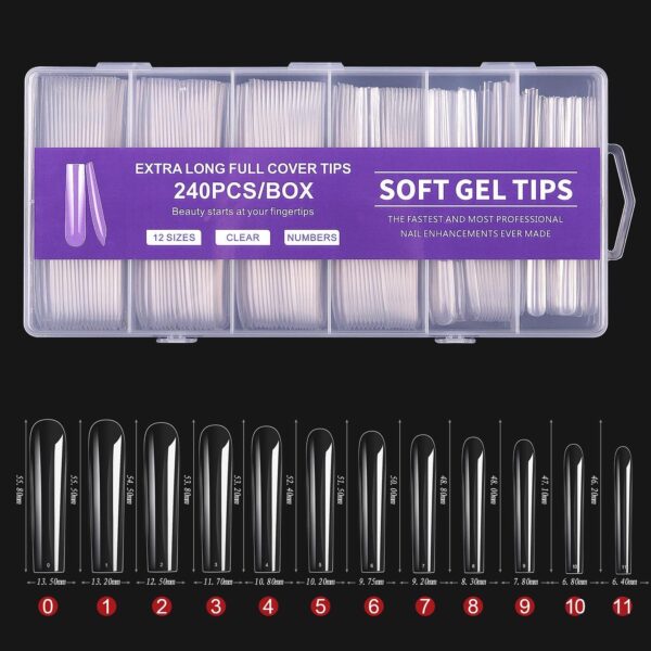 240pcs Long Square Full Cover Soft Gel